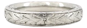 Vintage Heavy Engraved Platinum Band, Wedding Ring, Size 5.75