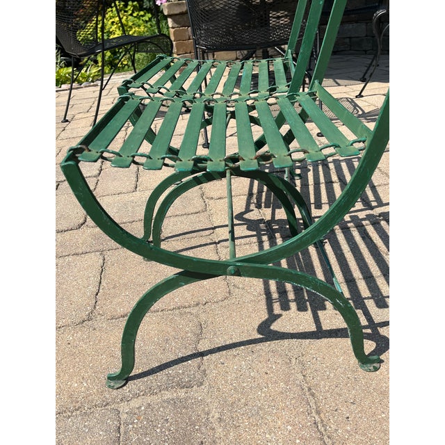 Vintage 1960’s French Green Iron Bistro Folding Garden Chairs - A Pair For Sale - Image 10 of 11