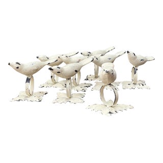 Vintage Distressed Bird Napkin Rings - Set of 8 For Sale