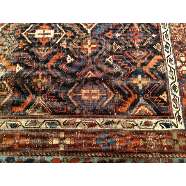 19th Century Persian Afshar Tribal Rug, Handwoven Wool, All-Over Geometric Pattern, Navy & Blue, 5x6 For Sale - Image 16 of 18