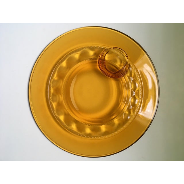 Amber Mid 20th Century Amber “Crown” Glass Plate For Sale - Image 8 of 9