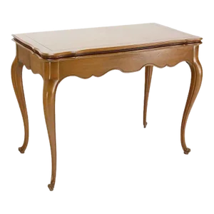 French Provincial Flip Top Console Dining Table with Three Leaves Extensions