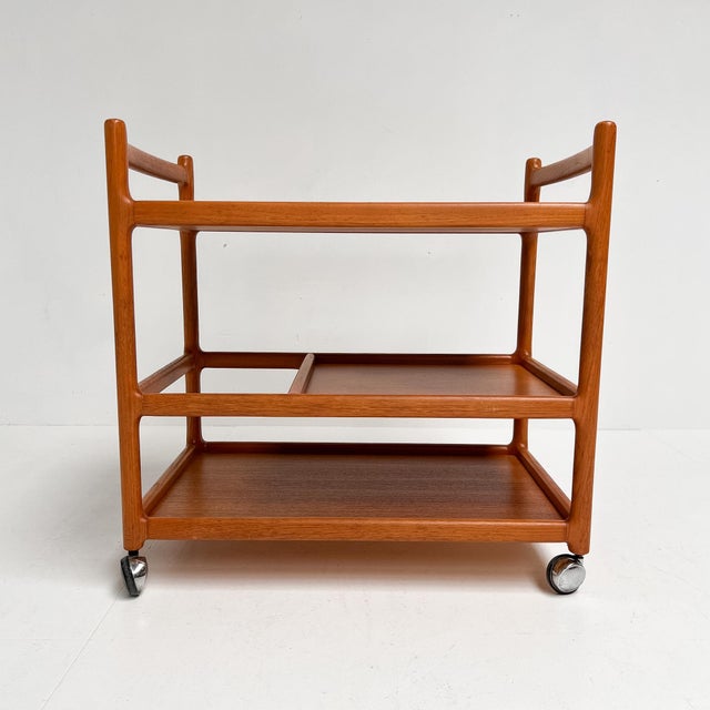 Brown Teak Trolley by Andersen for Silkeborg, 1970s For Sale - Image 8 of 14