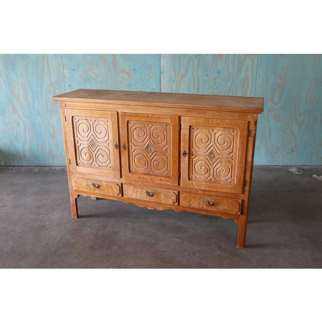 Mid-Century Modern Mid 20th Century Modern Henning Kjaernulf Style Tall Cabinet / Sideboard in White Oak For Sale - Image 3 of 17