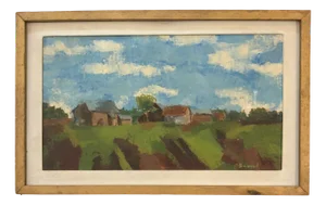 Jean-Jacques Boimond, Paysage de Moneuse, Oil on Canvas, Framed