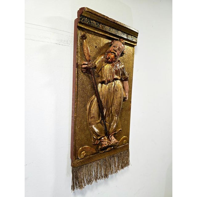 Spanish Artist, Polychrome Carved Reliefs of Saints, 1550, Wood, Set of 2 For Sale - Image 13 of 17