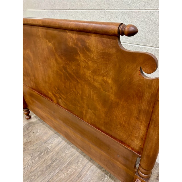 Antique Full Size American Empire Style Burl Grain Four Poster Bed For Sale - Image 9 of 11