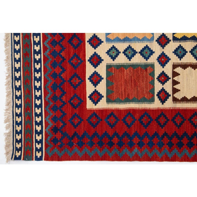 2020s Modern Kilim Handmade Multicolor Geometric Wool Rug For Sale - Image 4 of 7