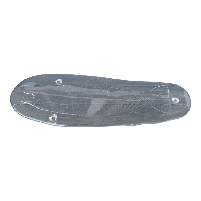 Vintage Pukeberg Swedish Glass Fish Platter Serving Tray Scandinavian Art Glass For Sale