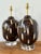 Metal Vintage Painted Glass Lamps - A Pair For Sale - Image 7 of 12