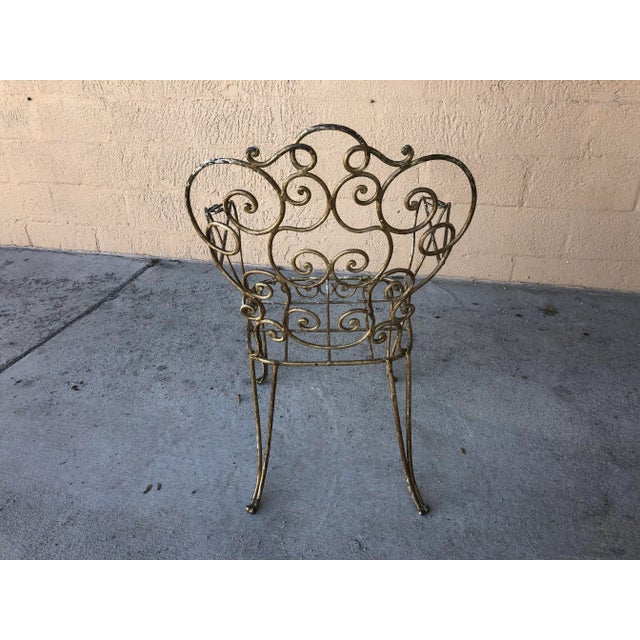 Gold 1940s Vintage Spanish Hand Forged Iron Armchairs - Set of 4 For Sale - Image 8 of 12