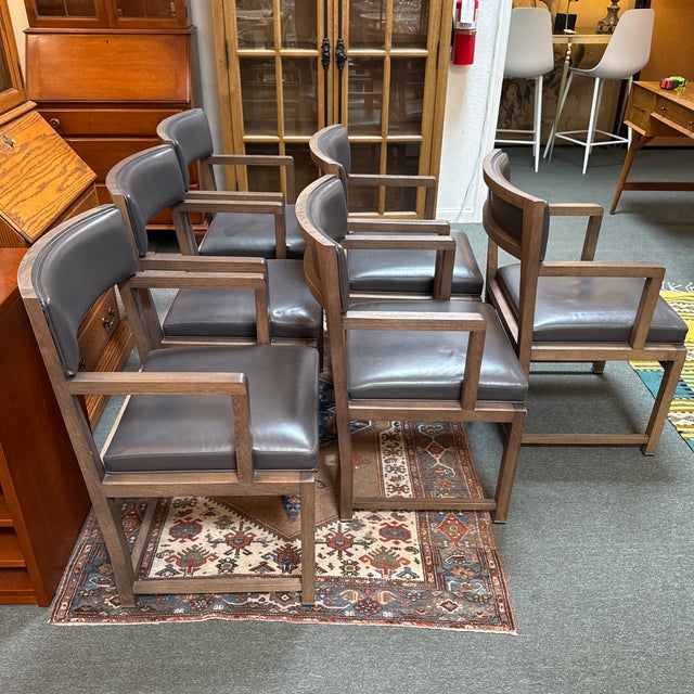 Animal Skin B&b Italia Simplice Leather Arm Chairs, Set of Six For Sale - Image 7 of 12
