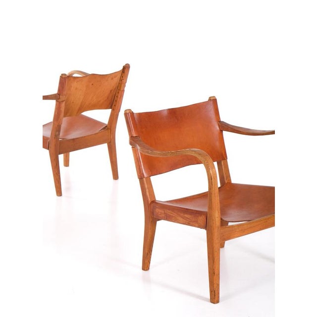 Brown Set of Swedish Modern Armchairs from Bodafors, 1940s For Sale - Image 8 of 11