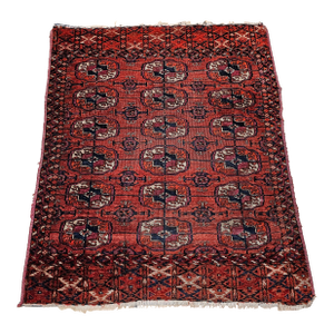 19th Century Vintage Turkmen Tekke Rug With Geometric Medallions