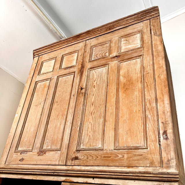 Large Antique Stripped Pine Housekeepers Cabinet, 1800s For Sale - Image 5 of 11