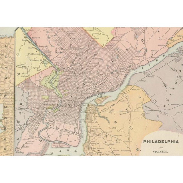 19th Century Antique Map of Philadelphia with Delaware River Piers from Rand McNally, 1899 For Sale - Image 5 of 12
