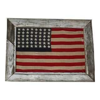 Large Vintage Framed American Flag For Sale