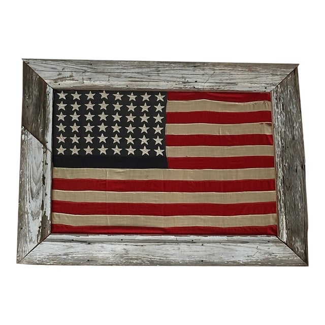 Large Vintage Framed American Flag For Sale
