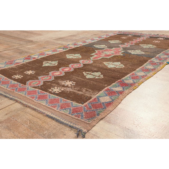 Brown Vintage Boujad Moroccan Rug, 04'06 X 08'03 For Sale - Image 8 of 10