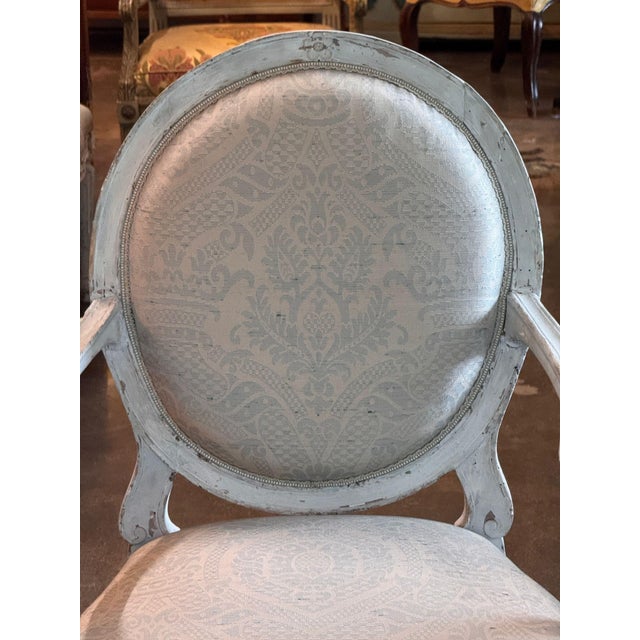 Pair of 19th Century Louis XVI Style Painted Oval-Back Fauteuils For Sale - Image 6 of 11