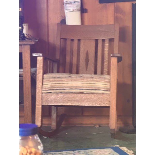 Solid Oak Mission Style Armchair – Vintage Wood Chair ⸻ Price: $90 ⸻ Description: Solid oak Mission / Arts & Crafts–style...