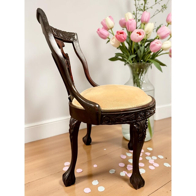 Cream 19th C Solid Mahogany Chippendale Chair-Ball Claw Feet-Carved-Antique-Victorian For Sale - Image 8 of 11