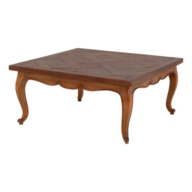 French Provincial Style Parquetry Top Oak Coffee Table For Sale