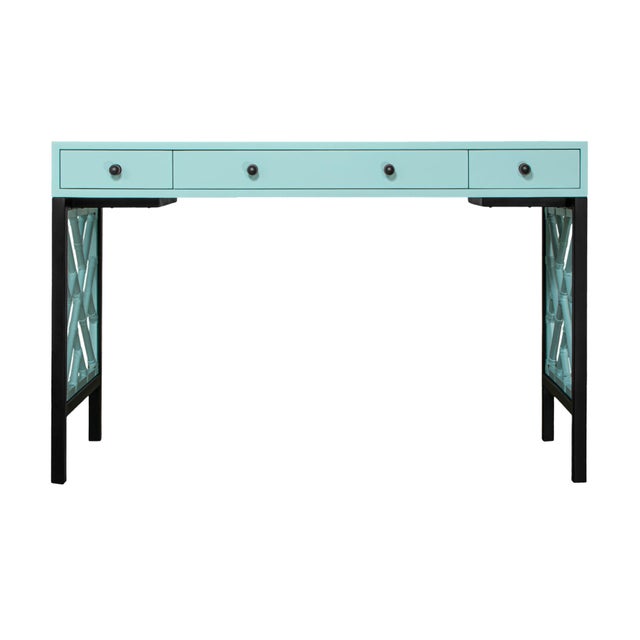 David Francis Chippendale Writing Desk - Turquoise For Sale - Image 4 of 9