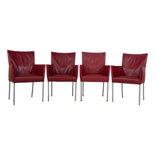 Arc-E Dining Chairs in Red Leather from Bert Plantagie, Set of 4 For Sale