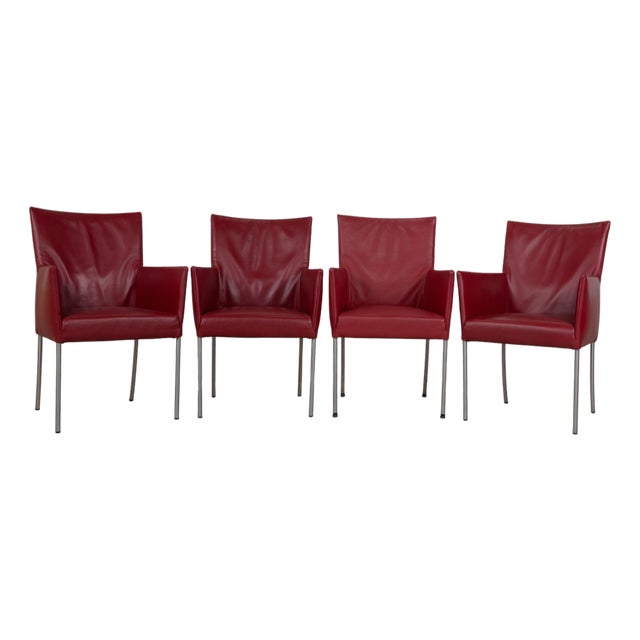 Arc-E Dining Chairs in Red Leather from Bert Plantagie, Set of 4 For Sale
