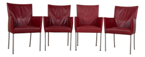 Arc-E Dining Chairs in Red Leather from Bert Plantagie, Set of 4