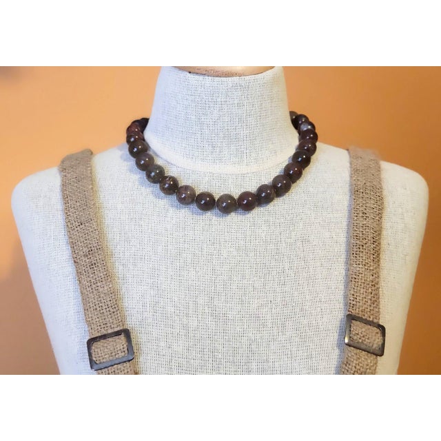 Contemporary Pietersite Beaded Necklace With Sterling Silver Pietersite Clasp, 19" For Sale - Image 3 of 8