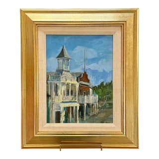 Marilyn Buckley Holland 1996 Nevada City California Painting in Gold Frame For Sale