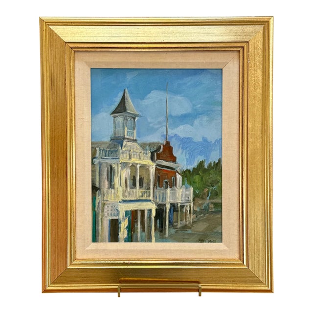 Marilyn Buckley Holland 1996 Nevada City California Painting in Gold Frame For Sale