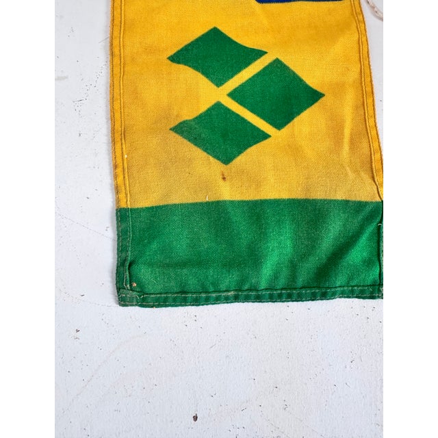 Saint Vincent & the Grenadines flag in yellow green and blue. Measures about 12” x 7.25”. Canvas / fabric type material....