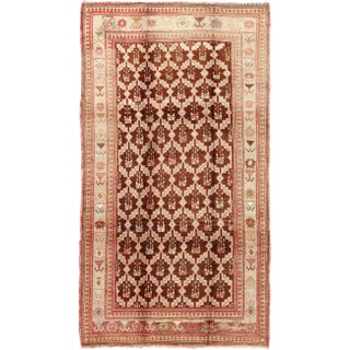 Vintage Turkish Oushak Rug in Brown, Taupe, Pale Green, and Coral For Sale
