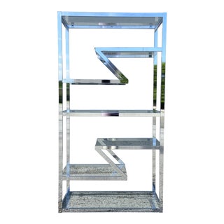 1970s Postmodern Chrome Zig Zag Etagere For Sale