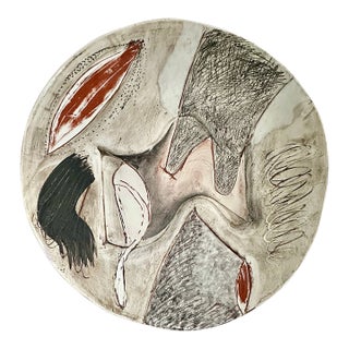 1982 Patrick Loughran Signed Postmodern Ceramic Wall Sculpture Charger For Sale