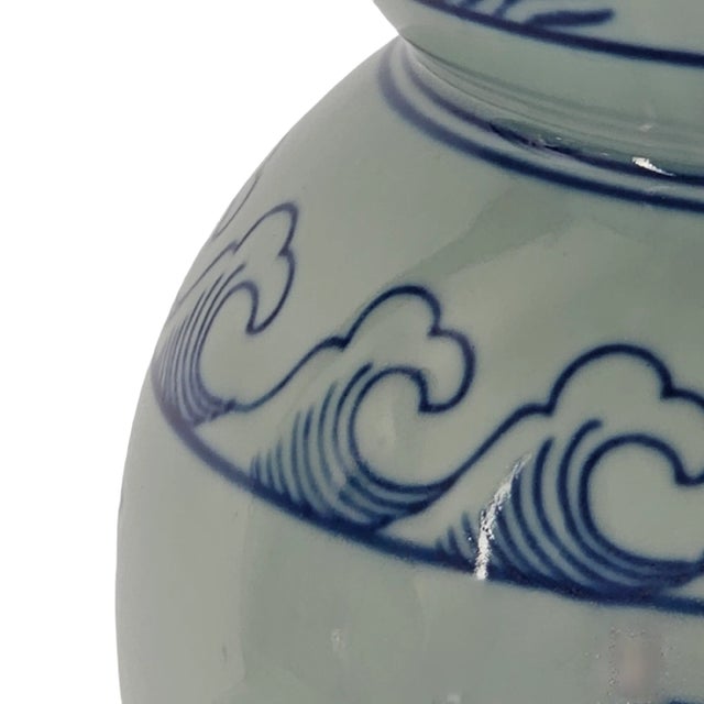 Chinese Blue and White Double Gourd Porcelain Vase With Scholar Fish Motif, Vintage 11.25" For Sale - Image 4 of 8