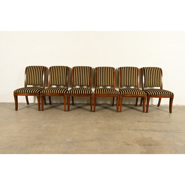 An outstanding set of six French Empire, Neoclassical, or Regency style dining chairs By Henredon USA, Late 20th Century...