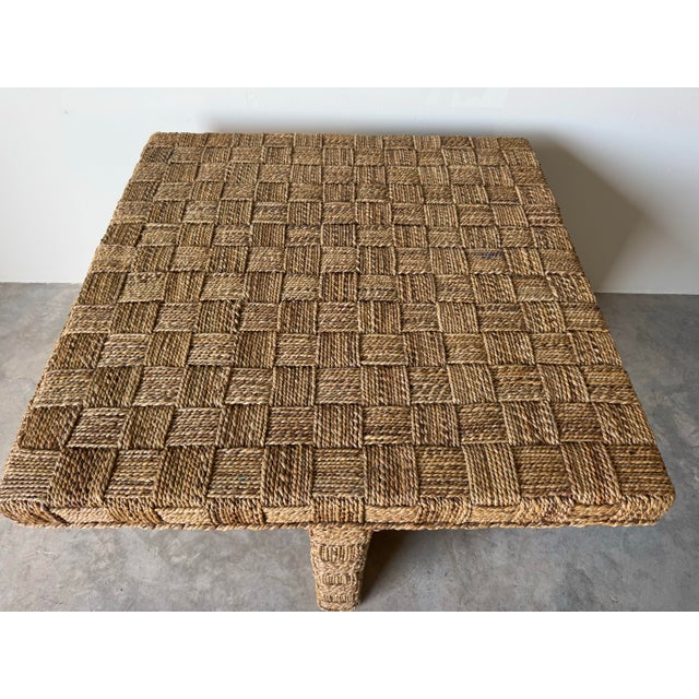1980s Vintage Coastal Organic Boho Chic Handwoven Seagrass Dining Table With 4 Stools – Set of 5 For Sale - Image 5 of 12