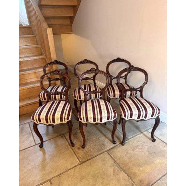Wood Antique Victorian Walnut Dining Chairs, 1860, Set of 6 For Sale - Image 7 of 7
