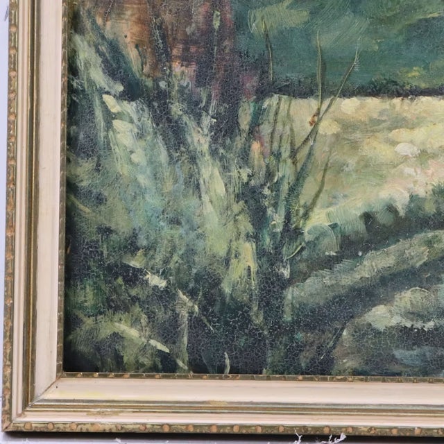 Green Early 20th Century Knute Heldner Original Oil Painting "New Orleans Courtyard" For Sale - Image 8 of 14