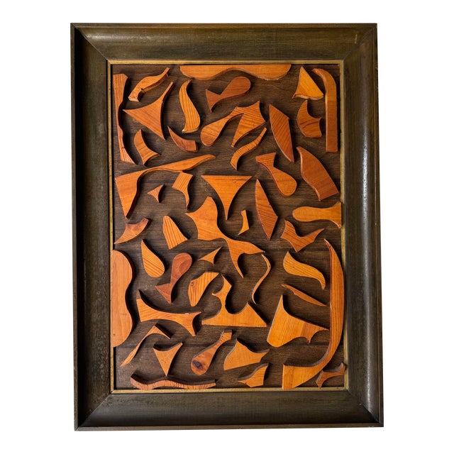 70's Mid-Century Abstract Cut Wood Wall Art/ Sold For Sale