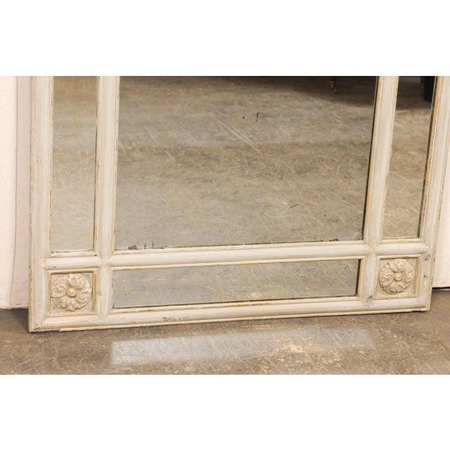 19th Century Antique French Glass Panel & Floral Mirror For Sale - Image 4 of 12