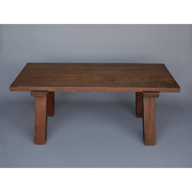 Rustic Brutalist French Peg Table in Oak, 1940s For Sale - Image 3 of 17
