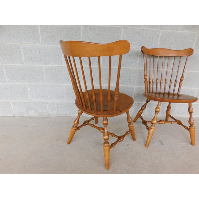 Wood Ethan Allen Heirloom Nutmeg Fan Back Windsor Side Chair - A Pair 10-6102 For Sale - Image 7 of 11