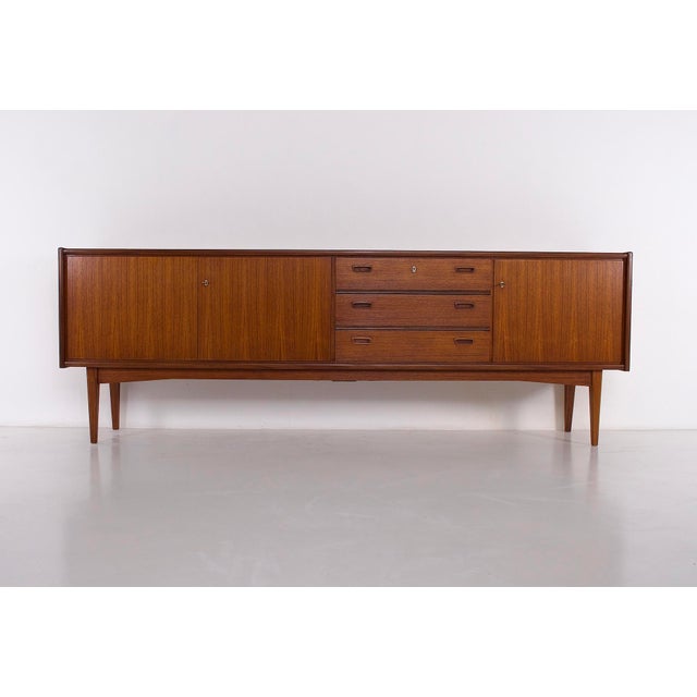 Brown Scandinavian Teak Sideboard with Three Doors, 1960s For Sale - Image 8 of 8