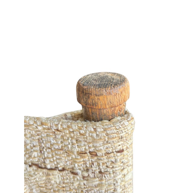 Wood Attributed to Forbes for McGuire Vintage Campaign Safari Lounge Chairs in Woven Silk & Wood – Pair For Sale - Image 7 of 18
