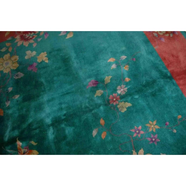 Art Deco 1920s Hand Made Antique Art Deco Chinese Rug 8.10' × 11.7' For Sale - Image 3 of 9